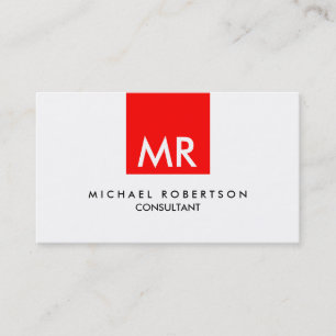 Personal Attractive Monogram Red Black White Business Card
