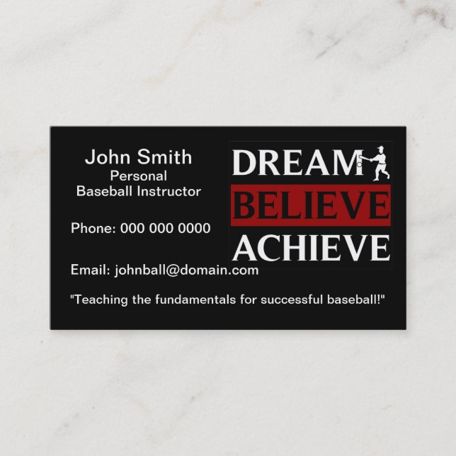 Personal Baseball Instructor Business Card (Front)
