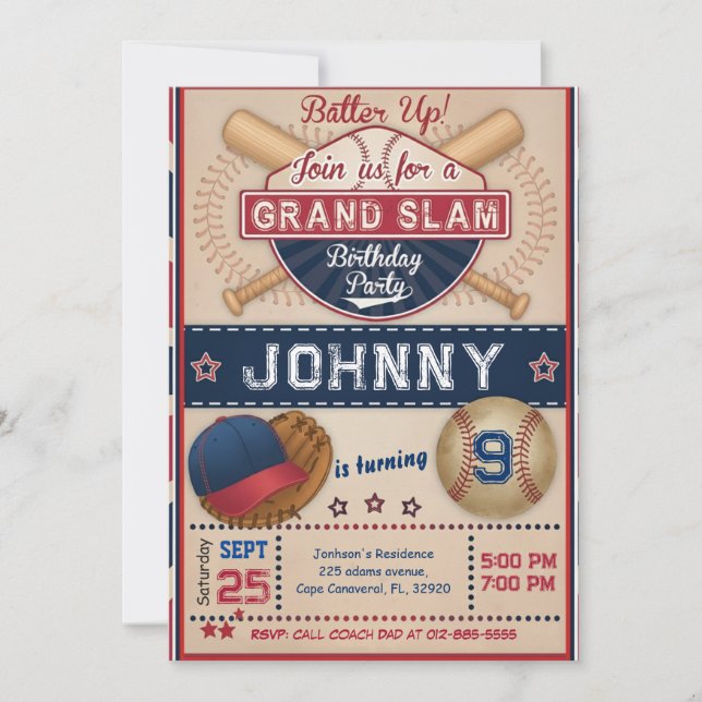 Personal Baseball Photo Party Invitation (Front)