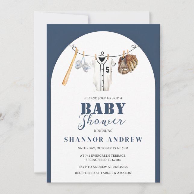 Personal Baseball Rookie Baby Shower  Invitation (Front)