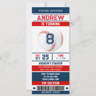 Personal Baseball Sports Ticket Style for boy Invitation