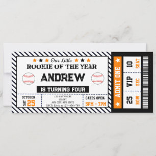 Personal Baseball ticket birthday invitation