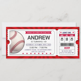 Personal Baseball Ticket Invitation