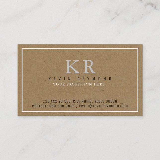 personal basic faux-kraft brown presentation business card (Front)