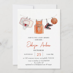 Personal Basketball baby shower watercolor Invitation