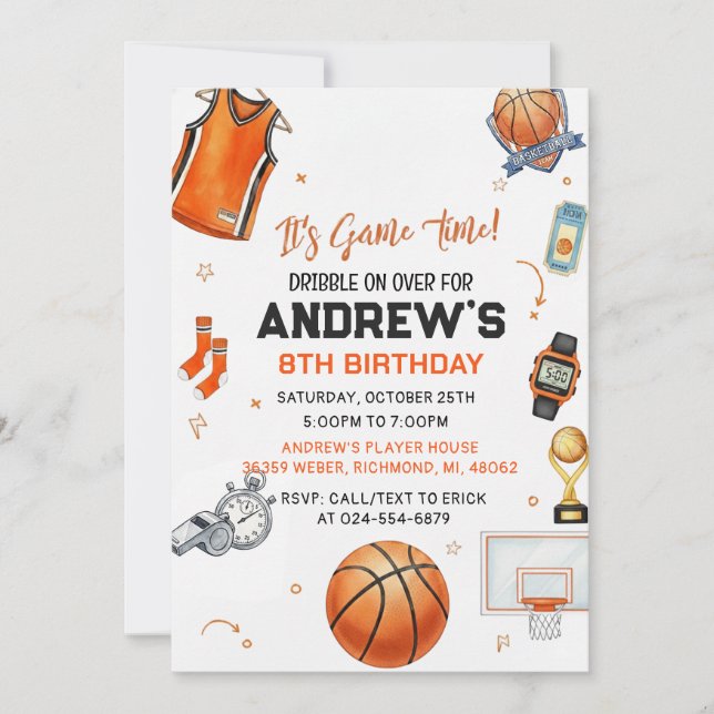Personal Basketball Birthday card for boy (Front)
