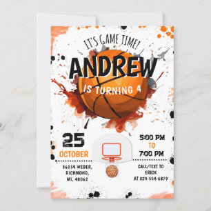Personal Basketball Birthday Invitation Party