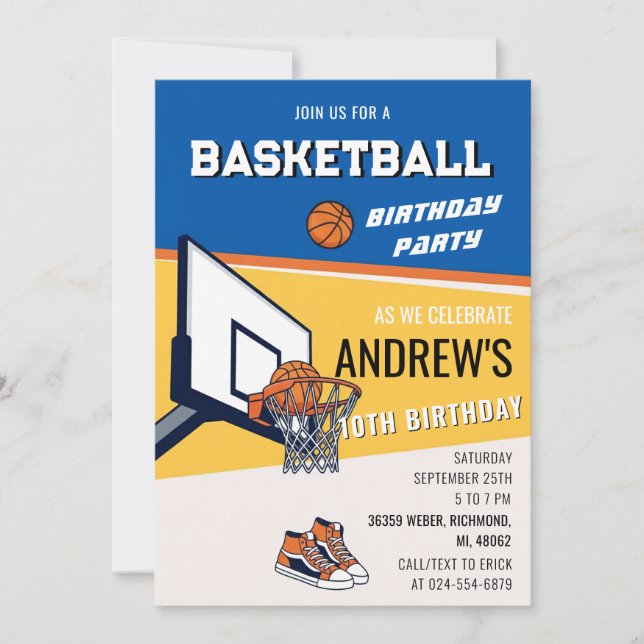 Personal Basketball Birthday Invitation Party (Front)