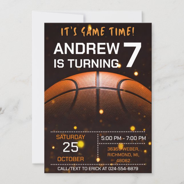 Personal Basketball Birthday Invitation Party (Front)