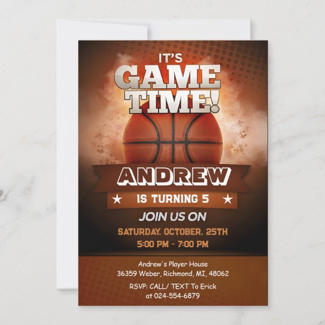 Personal Basketball Birthday Invitation Sport (Front)