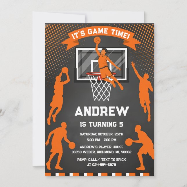 Personal Basketball Birthday Invitation Sport (Front)