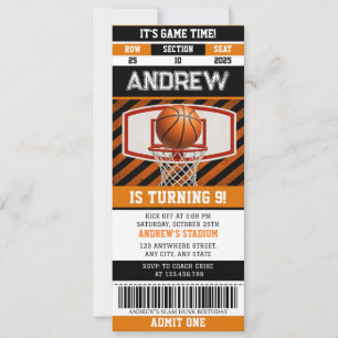 Personal Basketball Birthday Sports Ticket Invitation