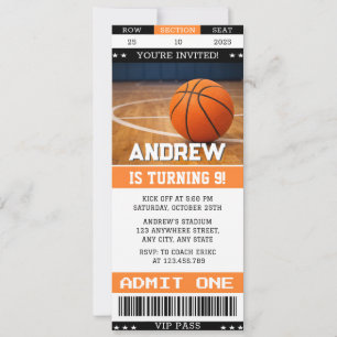 Personal Basketball Birthday Ticket ANY Age Invitation