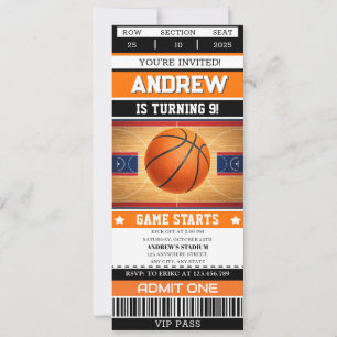 Personal Basketball Birthday Ticket ANY Age Party  Invitation