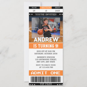 Personal Basketball Birthday Ticket with image Invitation