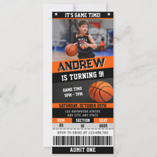 Personal Basketball Birthday Ticket With Image Invitation