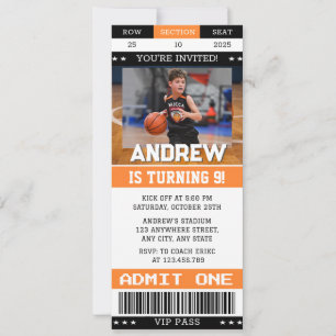Personal Basketball Birthday Ticket with image Invitation