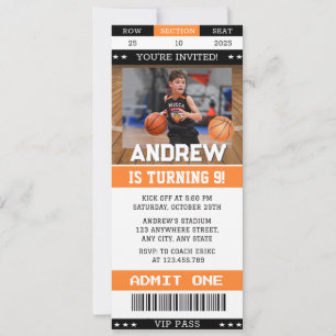 Personal Basketball Birthday Ticket with image Invitation