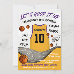 Personal Basketball Birthday with Photo Invitation