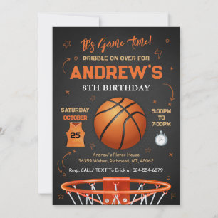 Personal Basketball Birthday with Photo Invitation