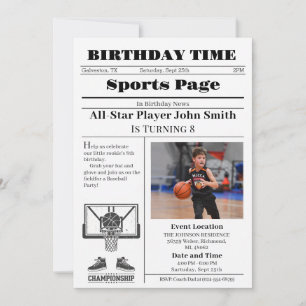 Personal Basketball Birthday with Photo Invitation