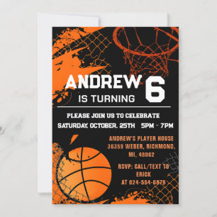 Personal Basketball Birthday with Photo Invitation