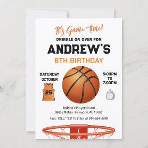 Personal Basketball Birthday with Photo Invitation