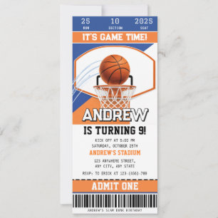 Personal Basketball Courtside Birthday Ticket Invitation