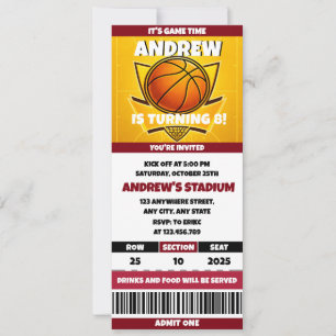 Personal Basketball Frenzy Birthday Party Passes Invitation