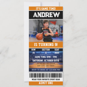 Personal Basketball Swish Birthday Sports Ticket Invitation