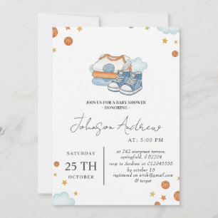 Personal Basketball Theme Baby Shower Text Invitation