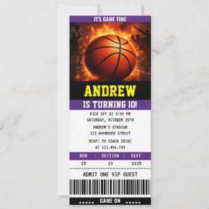 Personal Basketball Ticket Birthday Sport Invitation