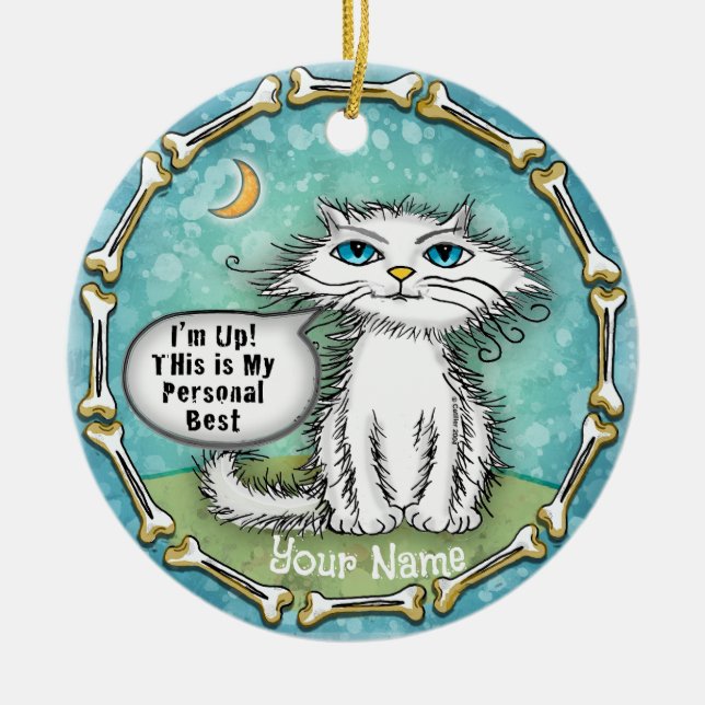 Personal Best Scraggles Cat  Ceramic Tree Decoration (Front)