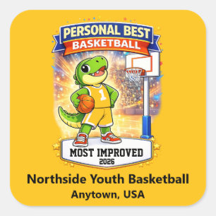 Personal Best Youth Basketball – Custom Kids Award Square Sticker