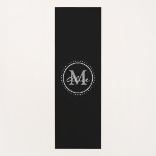 Personal Black White Classy Monogram Yoga Mat