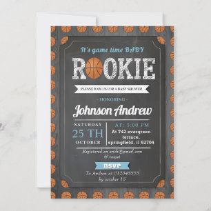 Personal Blue Sports Basketball Theme Baby Shower  Invitation
