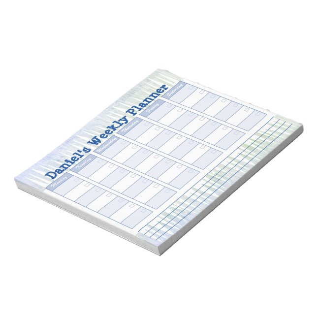 Personal Blue Weekly Planner Notepad (Rotated)