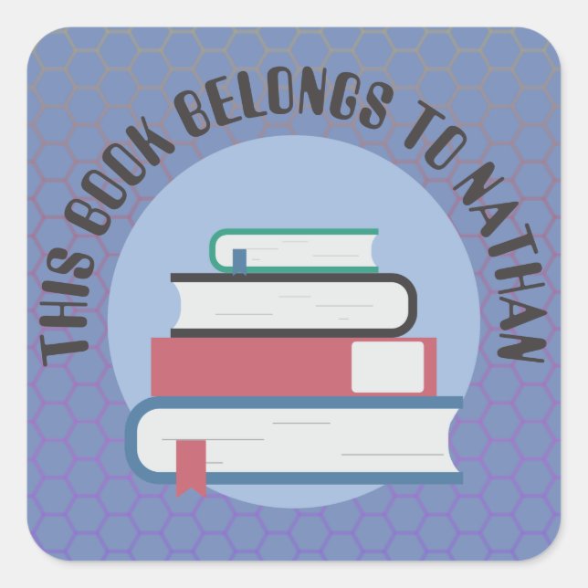 PERSONAL BOOKPLATE, BOOKS, PILE OF BOOKS, TEXTBOOK SQUARE STICKER (Front)