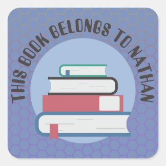PERSONAL BOOKPLATE, BOOKS, PILE OF BOOKS, TEXTBOOK SQUARE STICKER