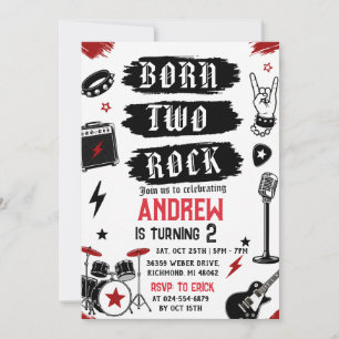 Personal Born Two Rock Birthday  Invitation