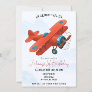 Personal Boy Aeroplane 1st Birthday PARTY Invitation