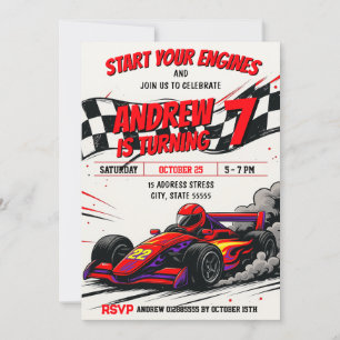 Personal boy Sports Race Car Birthday party Invitation