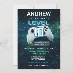 Personal boy Video Gamer birthday invitation