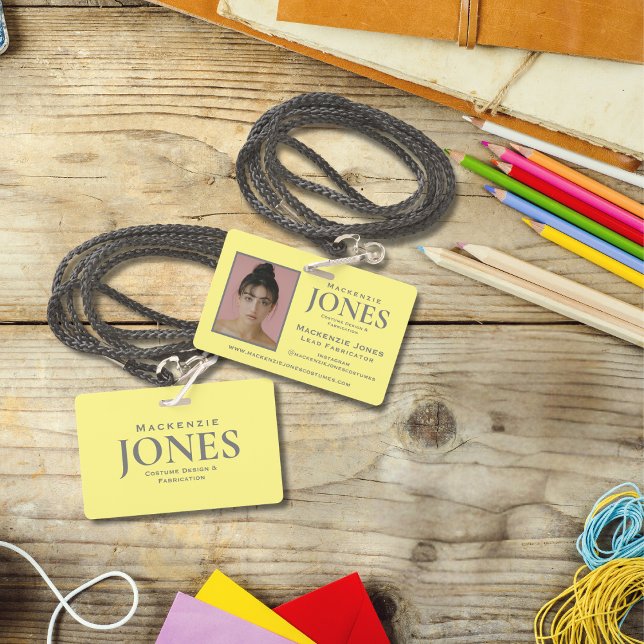 Personal Brand Logo Modern Yellow Grey Employee ID Badge (Creator Uploaded)