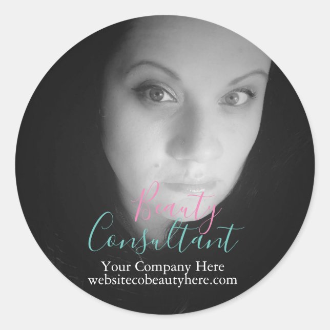 Personal Branding Photo Beauty Makeup Business Classic Round Sticker (Front)