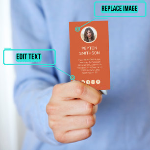 Personal Calling Card: Couple w Photos Orange Business Card