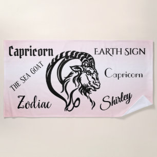 Personal Capricorn Pink Zodiac Beach Towel