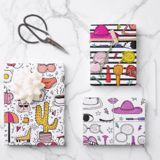 Personal care fashion cosmetics Girly Pattern Wrapping Paper Sheet