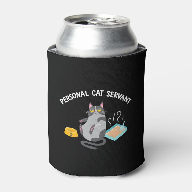 Personal Cat Servant Funny Cat Lover Gift print Can Cooler (Can Front)
