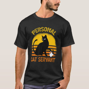 Personal Cat Servant Vintage Retro Funny Cat Lover T-Shirt